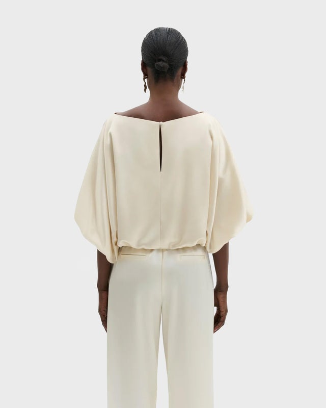 Malina Blouse Havanna Boat-Neck Puff-Sleeve Pearl 42