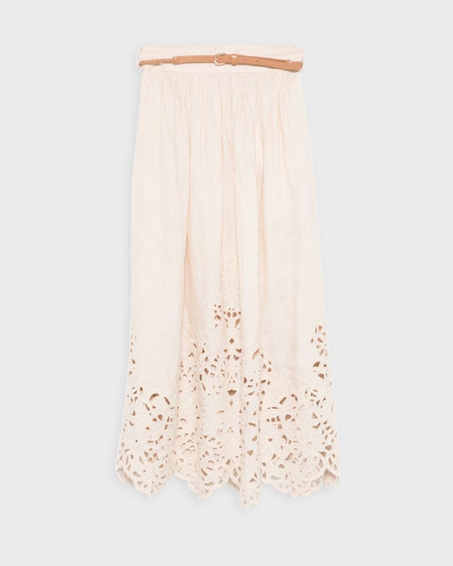 ZIMMERMANN Skirt Wylie Embroidered Midi  Cream 1 (S-M)