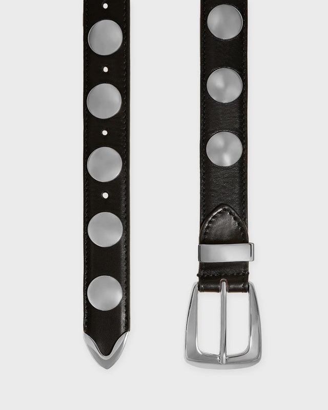 KHAITE Belt Benny Silver Studs Black 70