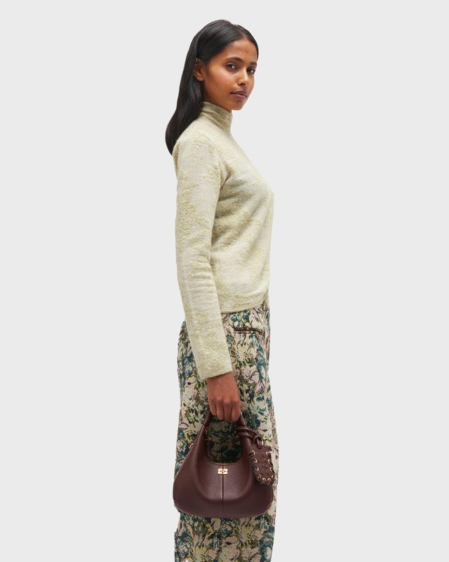 Ganni Bag Hobo Mini Grained Brown ONESIZE