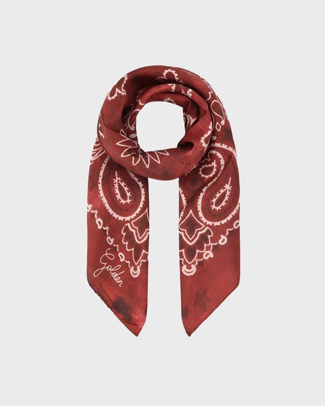 Golden Goose Deluxe Brand Scarf Foulard Paisley Print Silk Dark Red ONESIZE