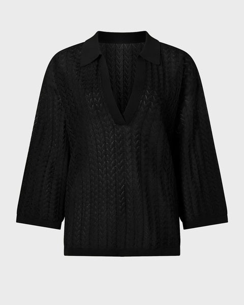 Shirt Imene Pointelle Knitted Polo Black 1