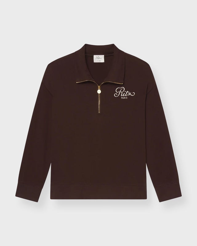 Ritz Paris x Frame Sweater Ritz Half Zip Polo Chocolate XL