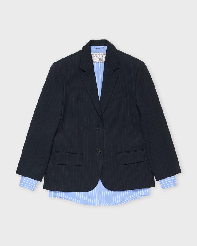 Acne Studios Blazer Fluid Shirt Pinstripe Navy 32
