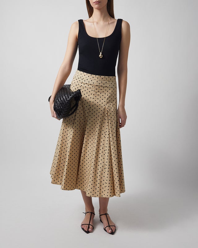Max Mara Studio Skirt Polka Dot Midi Beige IT 48 (EUR L-XL)