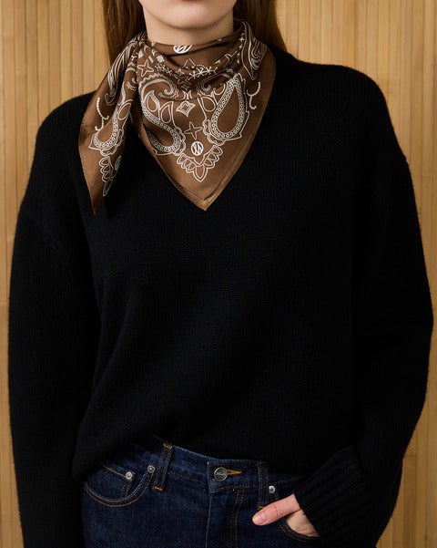 PAISLEY SCARF - MOCHA MOUSSE 65x65 mocca ONESIZE 2