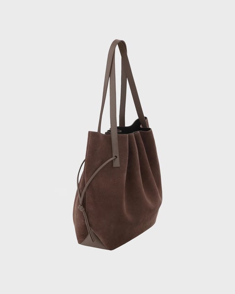 Tote Bag Scallop Suede Brown 2