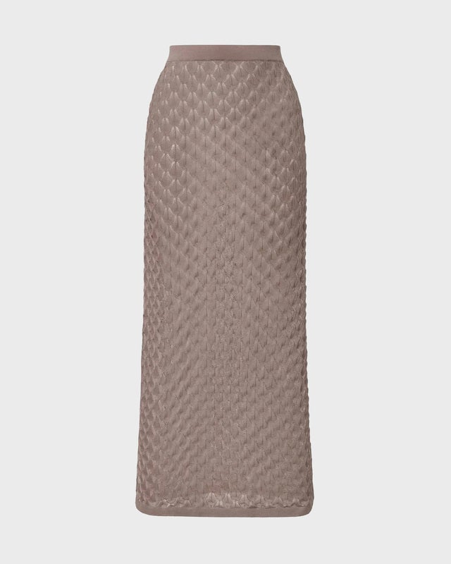 Malina Skirt Fannie Pointelle Knitted Maxi Taupe S
