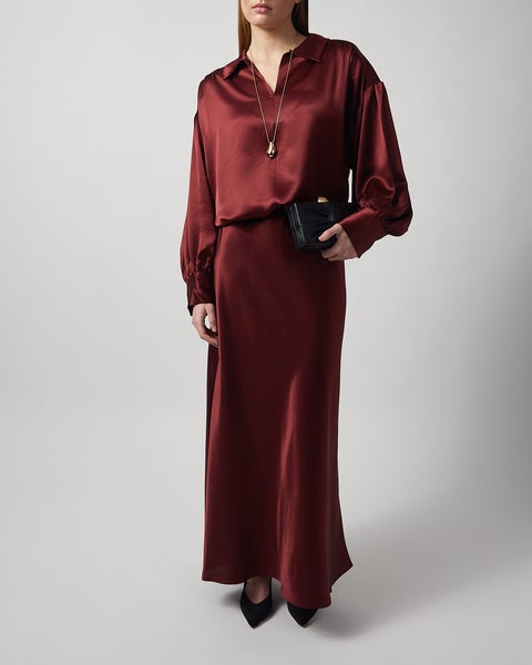 Blus Leonora Satin Cabernet 2